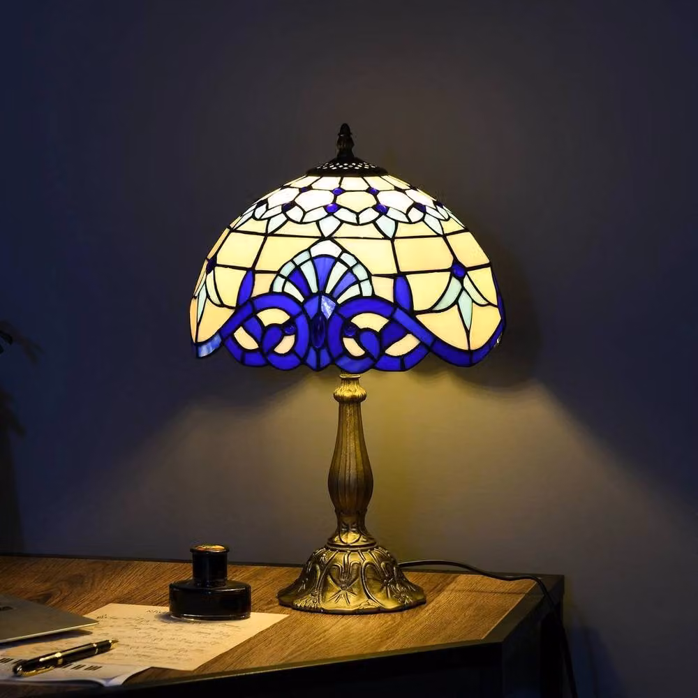 Kelvenix Handmade Stained Glass Table Lamp in Multicolour, Antique Dimmable Bedside Lamp for Bedroom or Living Room – 5