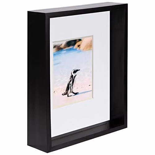 Nicola Spring Rectangular 3D Deep Box Single Photo Frame in Black and White – 1