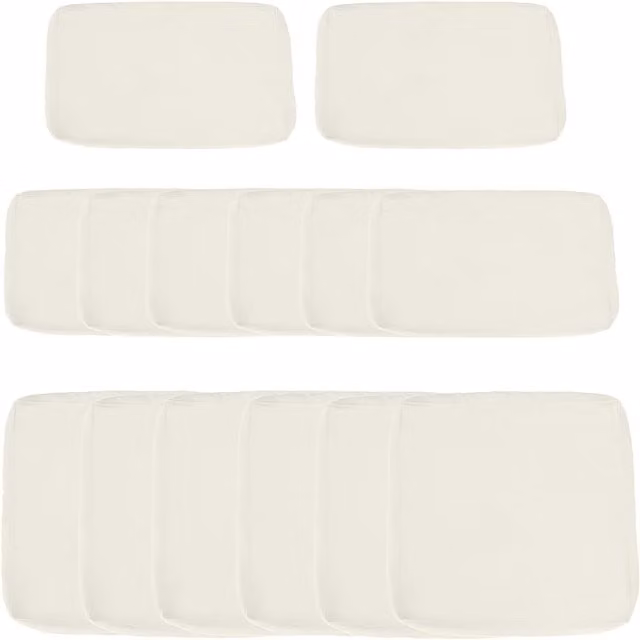 Outsunny Beige Rectangular Replacement Sofa Seat Cushion Covers for Garden Rattan Furniture, Machine Washable Polyester with Zip Closure – 1