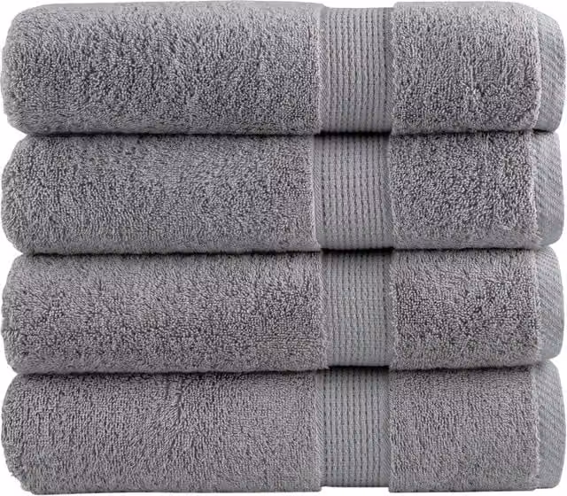 Berkfield Home SOLUND Premium Cotton Terry Hand Towels, Grey, 4 Pack, W: 50 cm, L: 100 cm, 600gsm