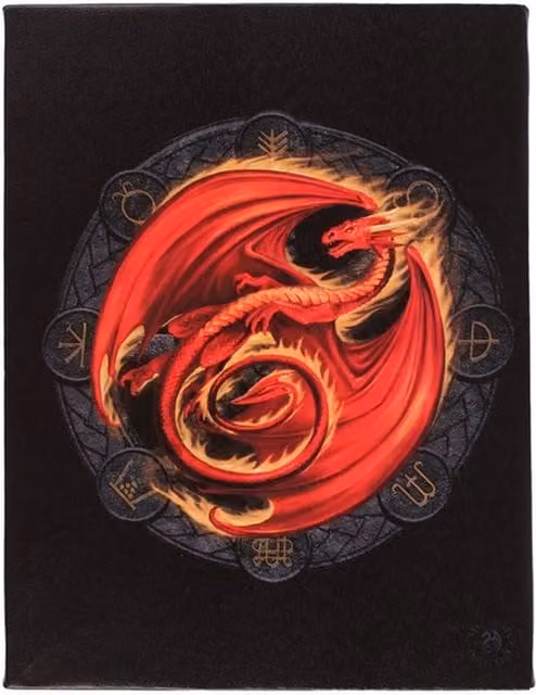 KDMK Beltane Dragon Canvas Plaque, Red, W/H: 25.0 x 19.0 cm
