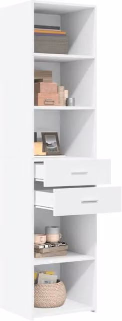 Berkfield Home Modern White Highboard with Hinged Doors and Internal Shelves, W/D/H: 45 x 42.5 x 185 cm