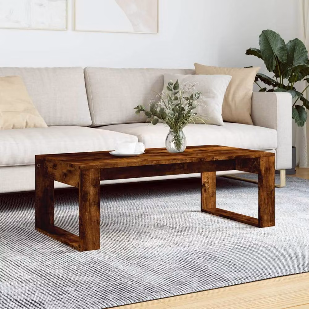 Berkfield Home Modern Rectangular Coffee Table in Smoked Oak Brown, W/D/H: 102 x 50 x 35 cm – 2