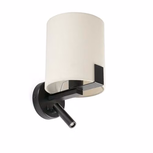 Netlighting Nila Reading Light in Matt Black with Off-White Fabric Shade – 1