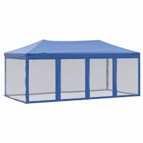 vidaXL Folding Party Tent with Sidewalls, Blue, W: 300 cm, D: 300 cm, H: 244 cm – 1