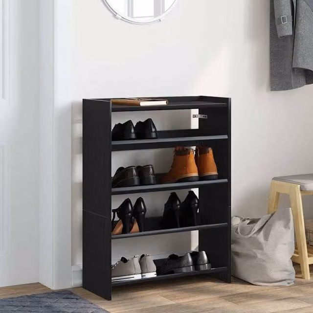Berkfield Home Black Modern MDF Shoe Rack, W/D/H: 60 x 25 x 81 cm – 1