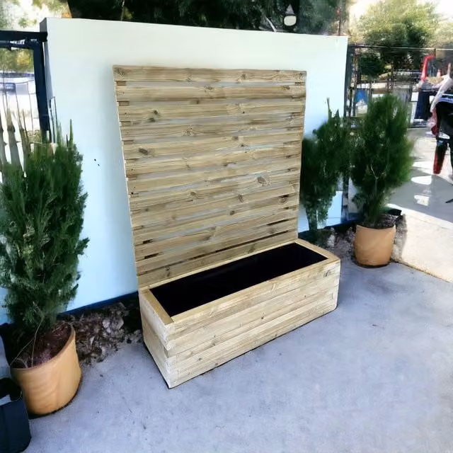 Buttercup Farm Norfolk Wood Planter and Trellis Set in Brown, Pack of 2, W: 40 cm, D: 150 cm, H: 180 cm – 1