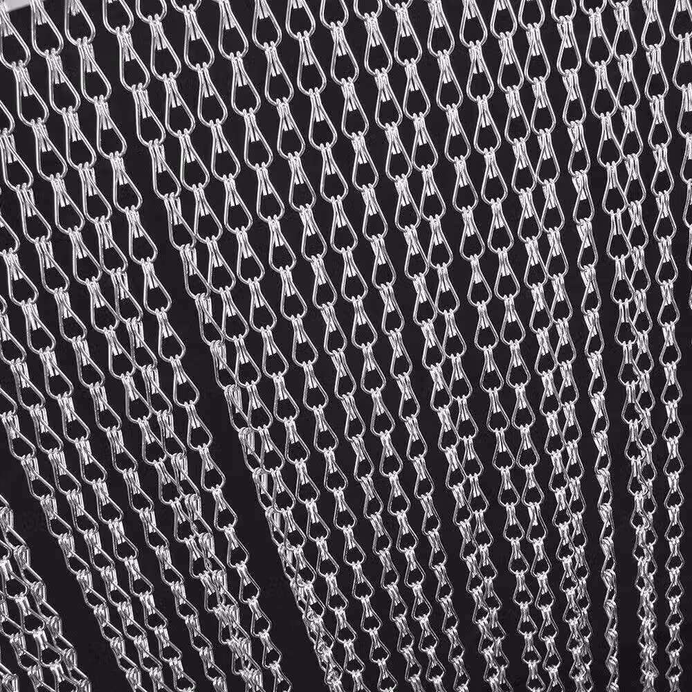 NESTLUNE Double Chain Aluminium Door Curtain in Silver, Width: 100 cm to 150 cm – 3