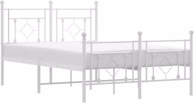 Berkfield Home Metal Bed Frame with Footboard, White, W/D/H: 120 x 190 cm