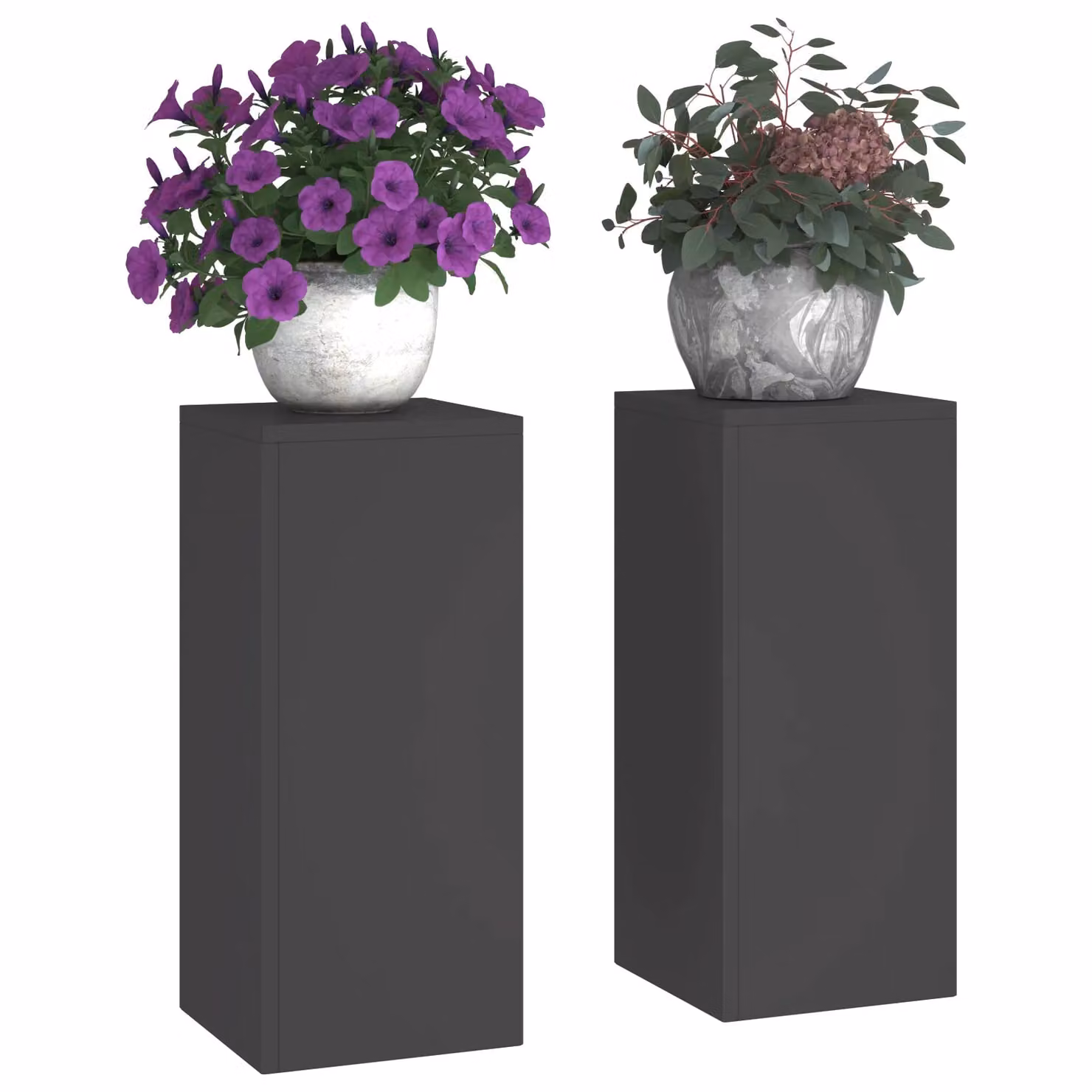 Berkfield Home Outdoor Pillar Plant Stands, 2 Piece Set, Black Steel, W/D/H: 24 x 24 x 55 cm – 3