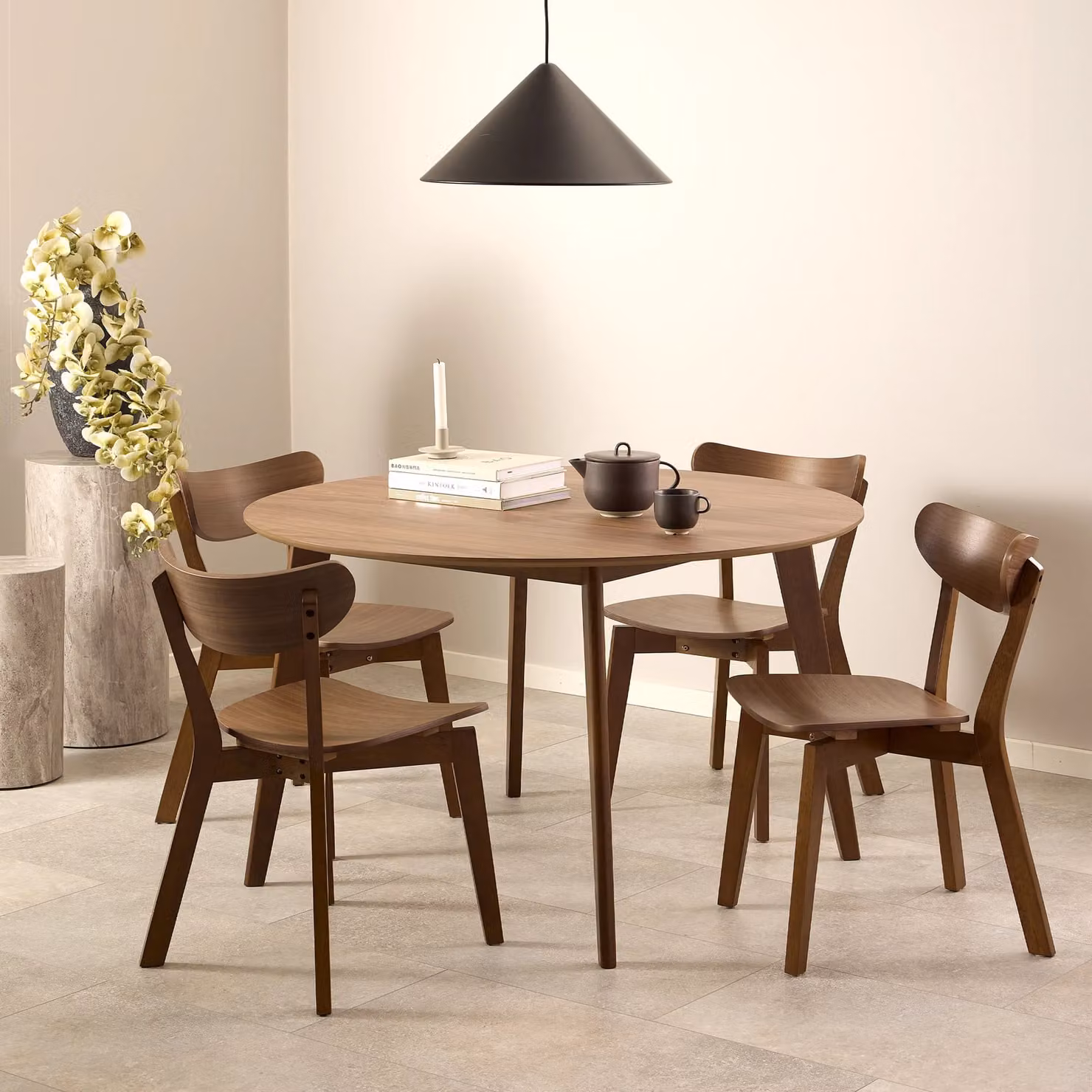 Furniture To Go Roxby Round Dining Table in Walnut, Diameter: 120 cm, Height: 76 cm – 3