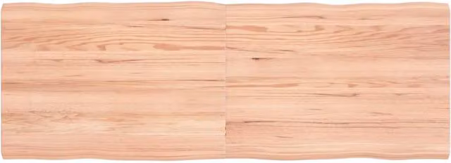 Berkfield Home Light Brown Live Edge Table Top Made of Treated Solid Oak Wood, W: 140 cm, D: 50 cm, H: 2-4 cm