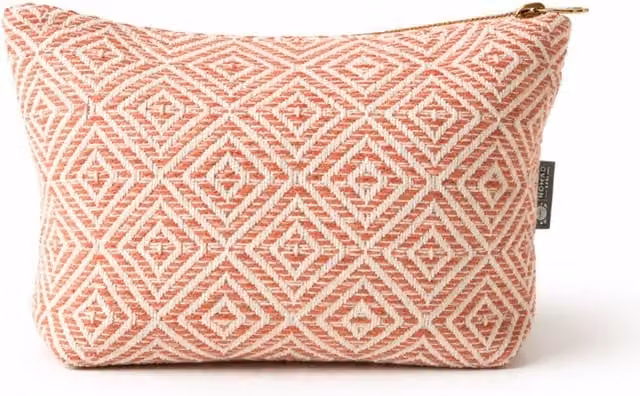 KDMK Coral Maze Jacquard Toiletry Bag for Makeup and Travel in Orange