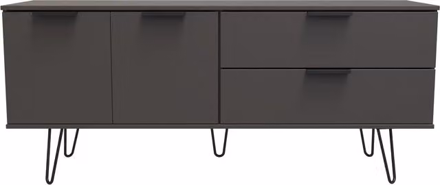 Ready Assembled 2 U Fuji Wide Sideboard with 2 Doors and 2 Drawers in Matt Dark Grey – 1