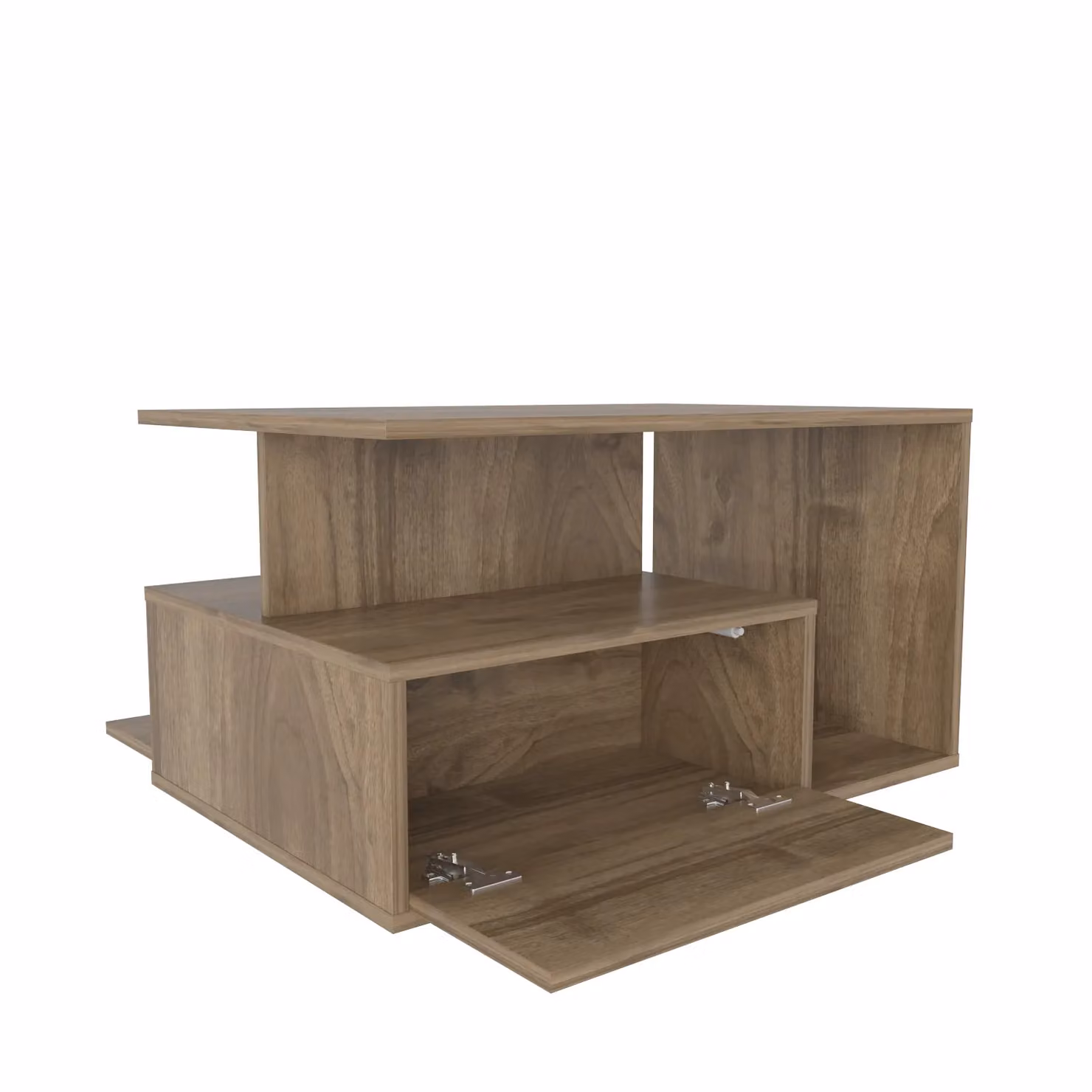 Decorotika Mana Modern Rectangular Coffee Table with Cabinet Storage and Open Shelves in Dark Brown – 3