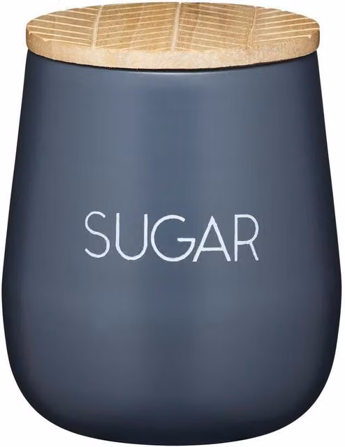 KitchenCraft Serenity Airtight Sugar Jar in Grey and Brown with Metal and Wood Geometric Design, W: 12.5 cm, H: 15 cm – 3