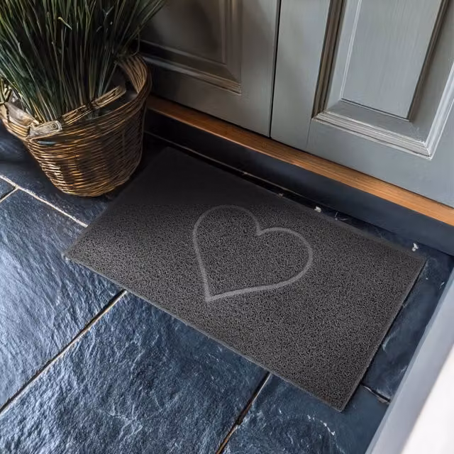 NICOMAN Rectangular PVC Spaghetti Coil Doormat, Grey, W: 75 cm, D: 44 cm