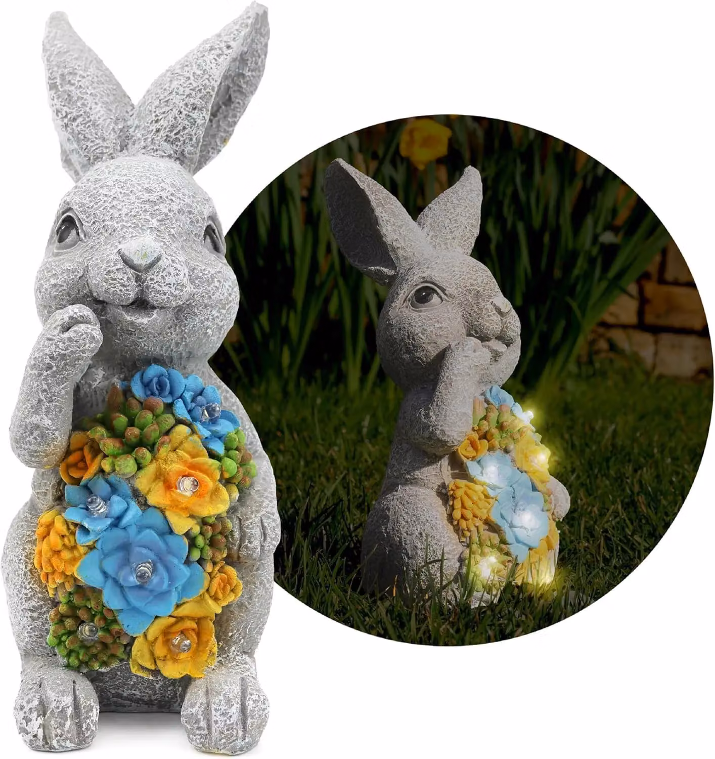 ILFD Group Ltd Solar Bunny Garden Ornament, Grey, 3 Pack – 3