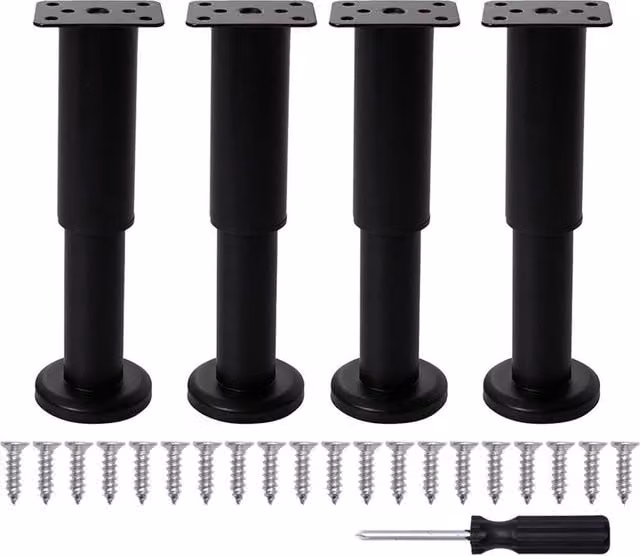 PAWNORA Height Adjustable Furniture Feet, Black, Height: 25 cm - 42 cm