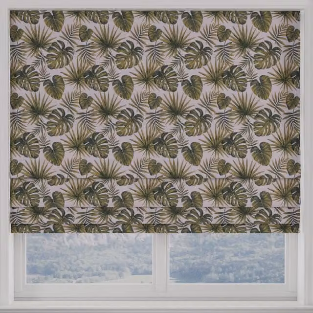 Terrys Monstera Green Floral Blackout Made to Measure Roman Blind