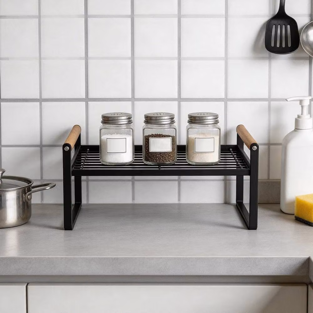 FORGEVIO Minimalist Metal Kitchen Storage Rack in Matt Black, W/D/H: 35 x 20.5 x 20 cm – 3