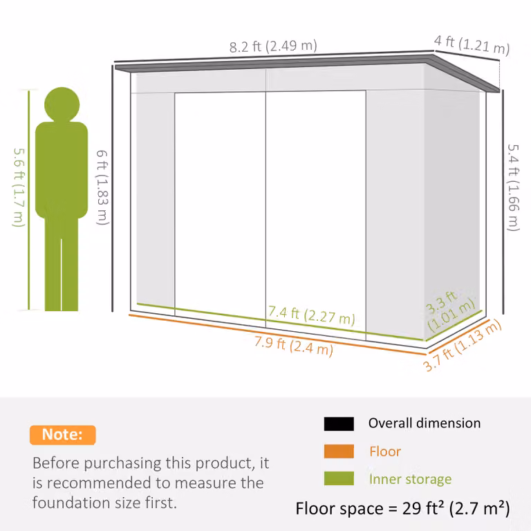 Outsunny Galvanised Steel Garden Shed with Double Doors and Side Vent, Brown