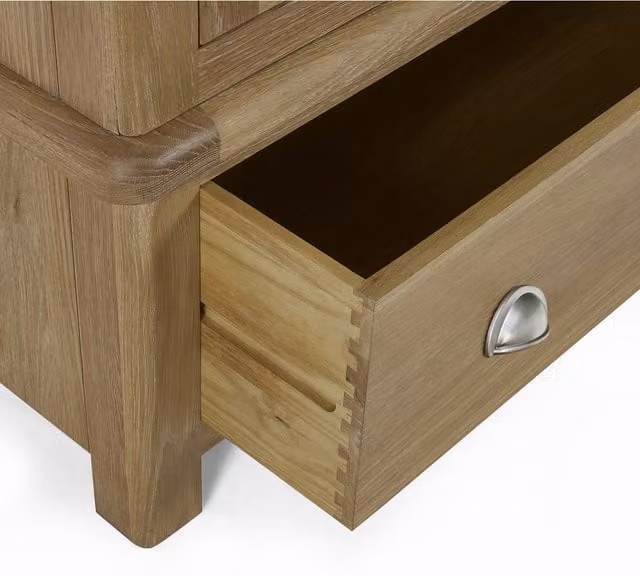Julian Bowen Memphis 2 Door 1 Drawer Wardrobe in Brown Oak with Silver Details