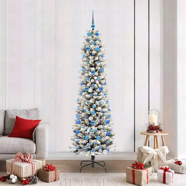 Berkfield Home Artificial Christmas Tree with 300 LEDs in Green, White and Black, Height: 210 cm – 1