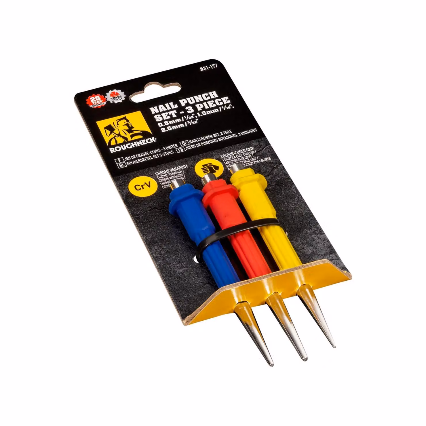 Roughneck 3 Piece Nail Punch Set in Yellow, Blue and Red – 2