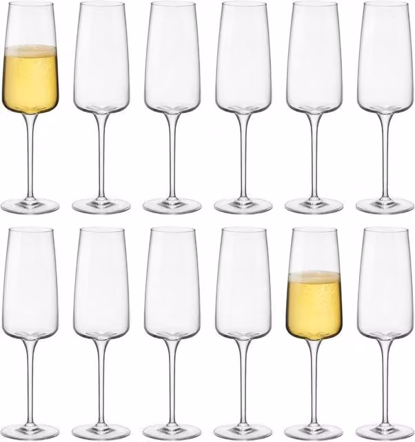 Bormioli Rocco Nexo Champagne Flutes, 240ml, Pack of 12, Transparent – 1