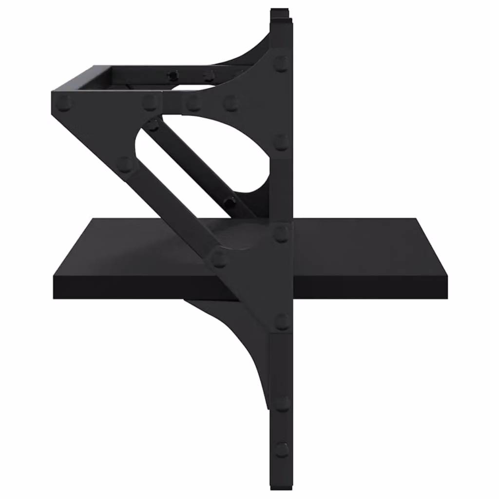 Berkfield Home Wall Mounted Shelves with Hanging Rods, 2 Pieces, Black, W/D/H: 40 x 25 x 30 cm – 4