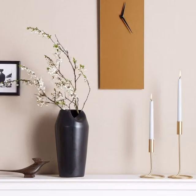 Wyld and Coco Gold and Black Modern Rectangular Metal Wall Clock, W/H: 50 x 22 cm