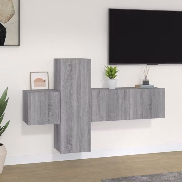 Berkfield Home 3 Piece TV Cabinet Set in Grey Sonoma Matt Engineered Wood – 1
