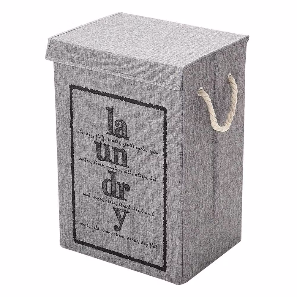 Garden Sanctuary Foldable Fabric Laundry Hamper with Lid and Rope Handles, Grey, W/D/H: 60.0 x 40.0 x 1.0 cm – 2