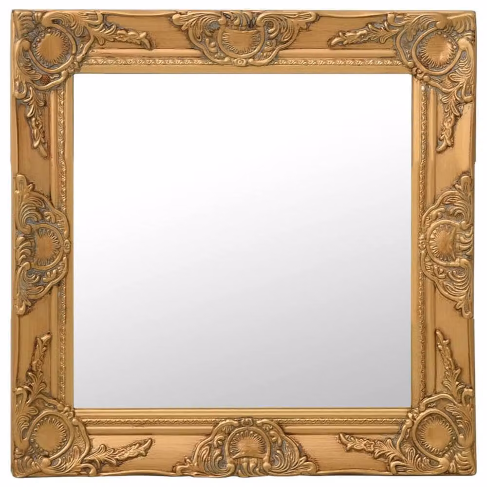 Berkfield Home Antique Baroque Style Square Wall Mirror, Gold, W: 50 cm, H: 50 cm – 1