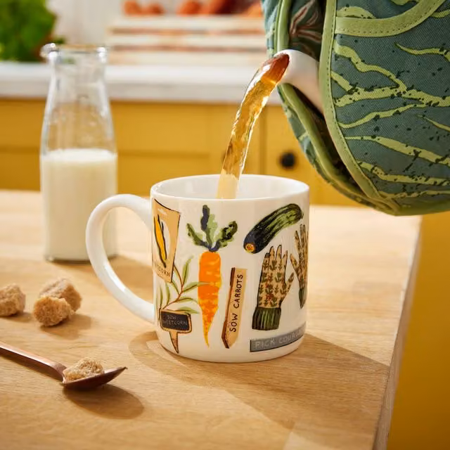 Ulster Weavers Time to Grow Floral Bone China Mug in Green and Beige, 250 ml