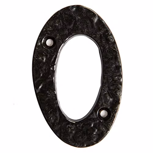 Hammer and Tongs Rustic Iron Number 0 Wall Numeral, Black, Pack of 2 – 3