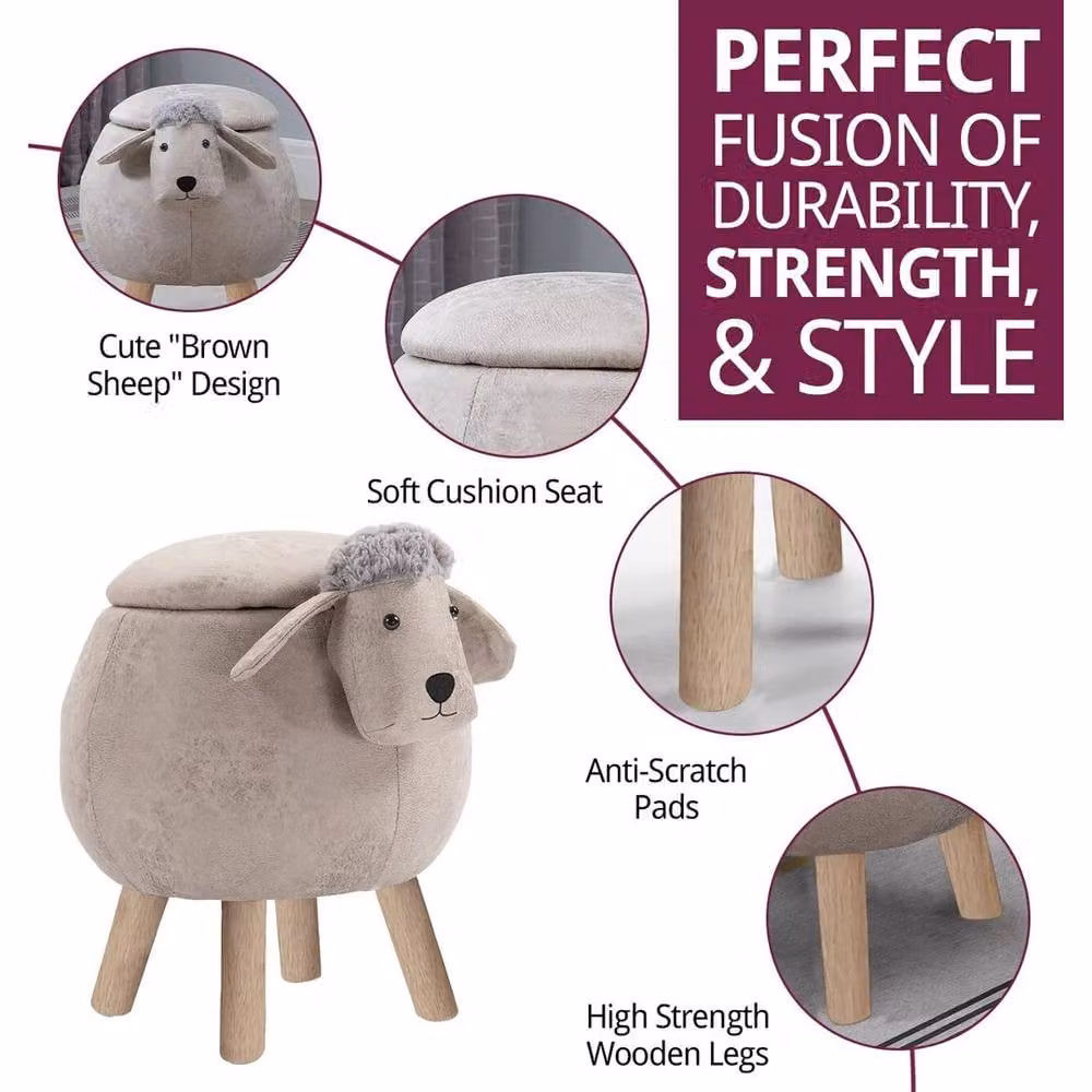 FORGEVIO Animal Sheep Ottoman Foot Stool in Grey – 3