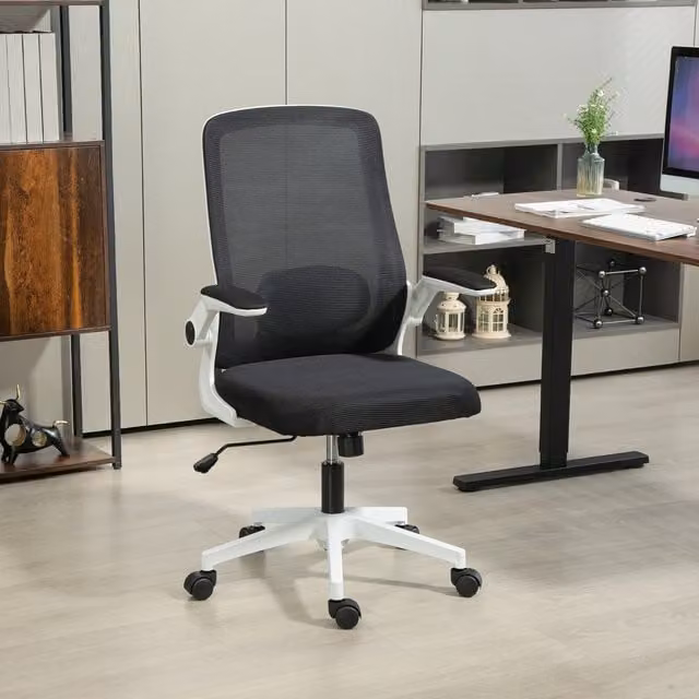 HOMCOM Modern Mesh Task Office Chair with Armrests and Castors in Black