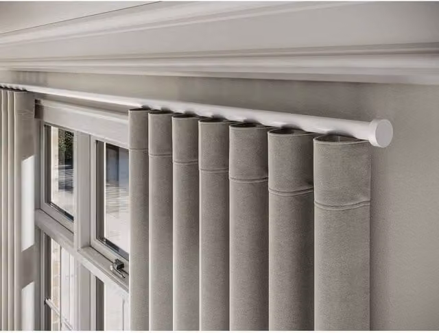 NewEdgeBlinds Styleline Gliding Curtain Pole Set with Stud End, White, Width: 150 cm