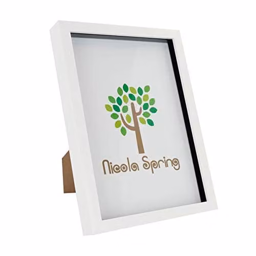 Nicola Spring 3D Shadow Box Photo Frame, White, W/D/H: 20.32 x 32.0 x 3.5 cm – 1