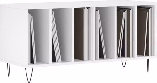 Berkfield Home Modern White Record Cabinet in Engineered Wood W/D/H: 100 x 38 x 48 cm