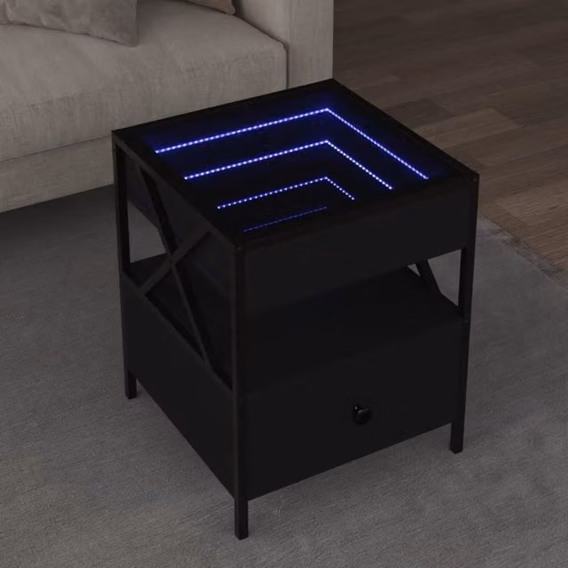 Berkfield Home Infinity LED Coffee Table in Black, W/D/H: 40 x 40 x 51 cm – 1