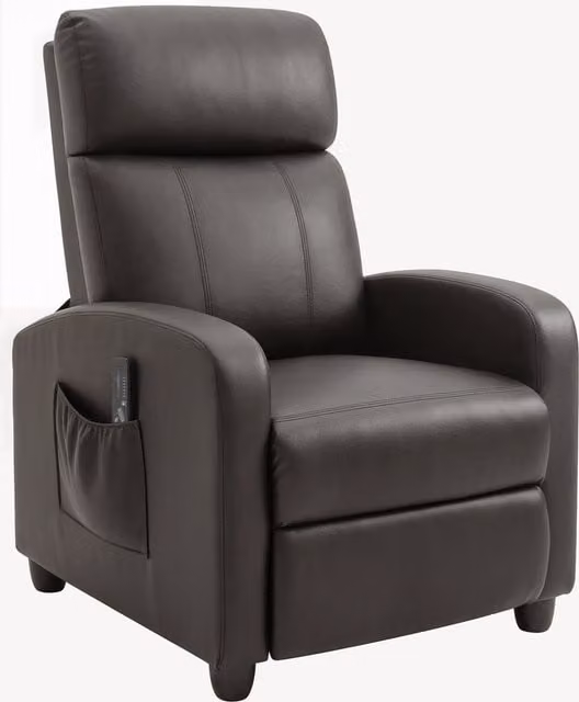 HOMCOM Brown PU Leather Massage Recliner Armchair with Footrest and Remote Control
