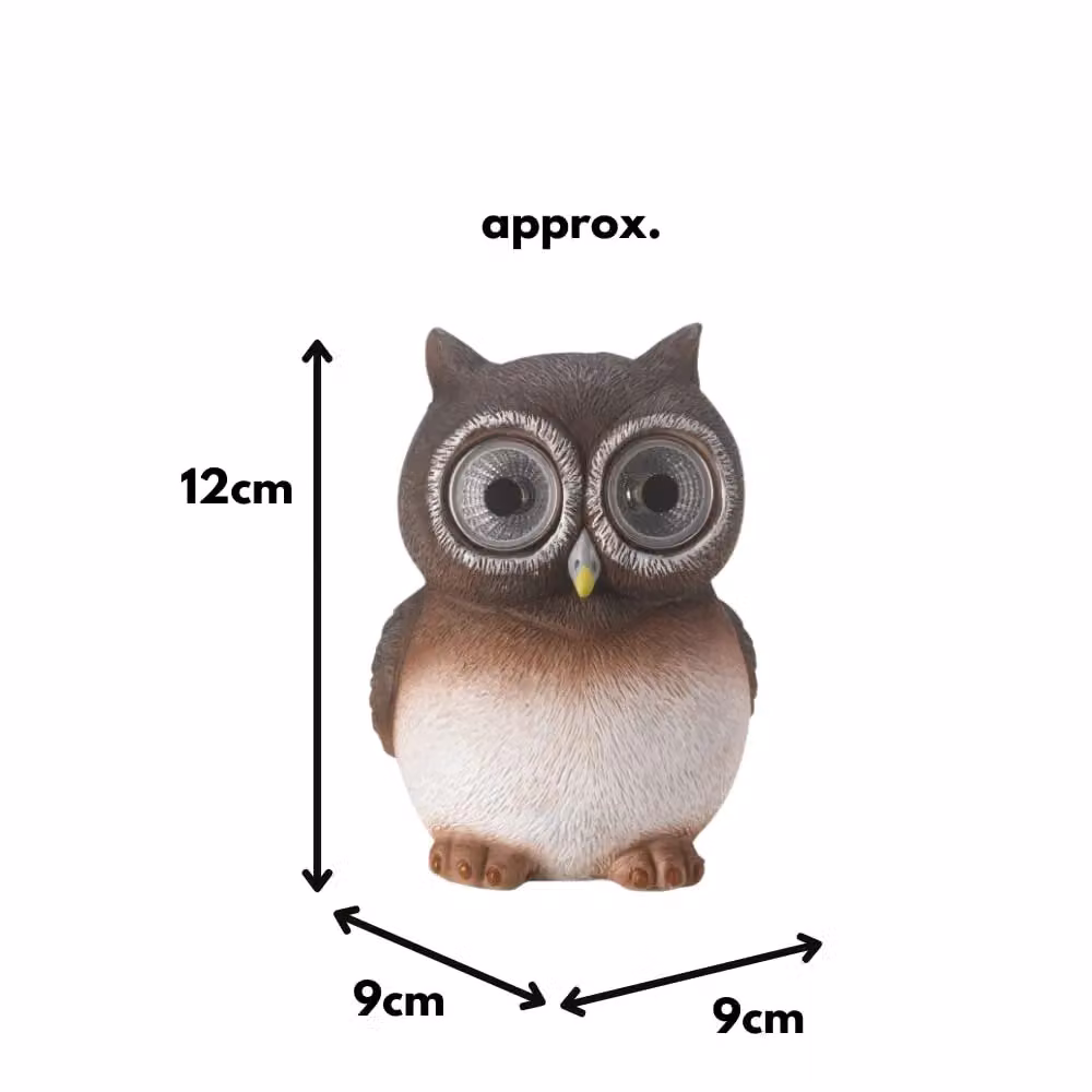 Marco Paul Brown Resin Solar Powered Owl Garden Ornament H: 12 cm – 2