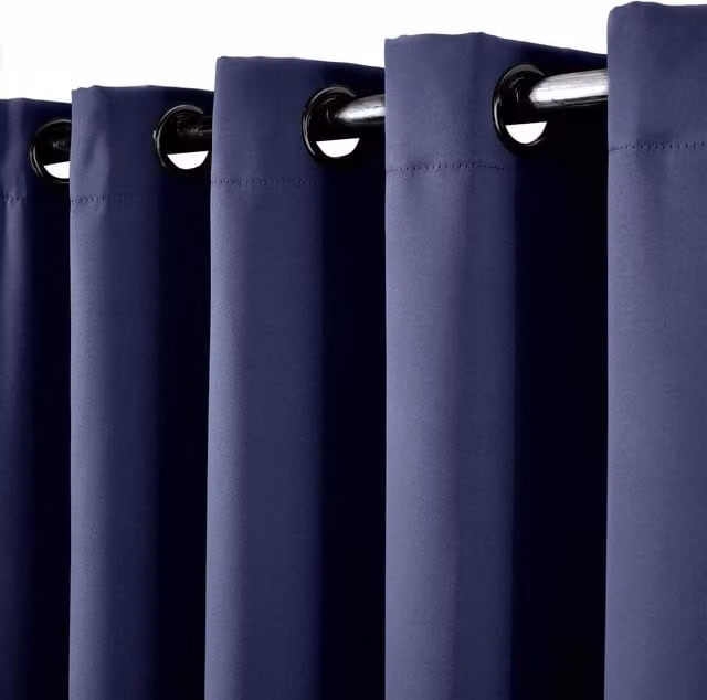 OHS Pair of Plain Blue Thermal Blackout Eyelet Curtains, W: 116 cm, H: 182 cm