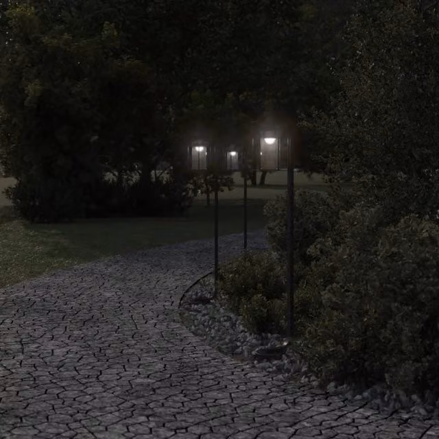 Berkfield Home Set of 3 Black Stainless Steel Outdoor Floor Lamps, Height: 100 cm – 1