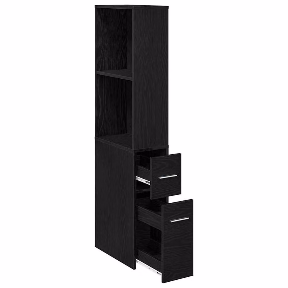 Berkfield Home Narrow Black Oak Bathroom Cupboard, W/D/H: 41 x 41 x 135 cm – 3
