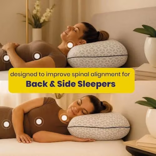 Brightr Eclipse 2 Pack Firm Memory Foam Orthopaedic Pillows in Grey for Neck and Shoulder Pain Relief – 3