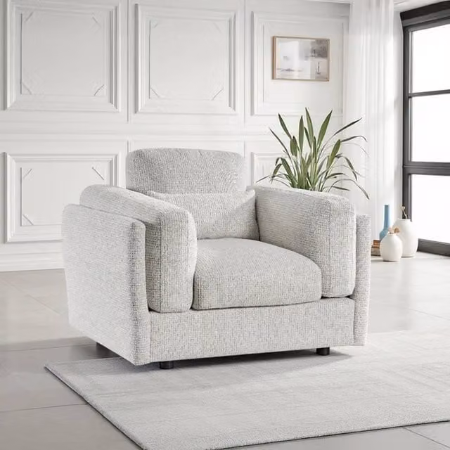 Furnishings For Less UK Bali Modern Single Seater Armchair in Beige Chenille Fabric